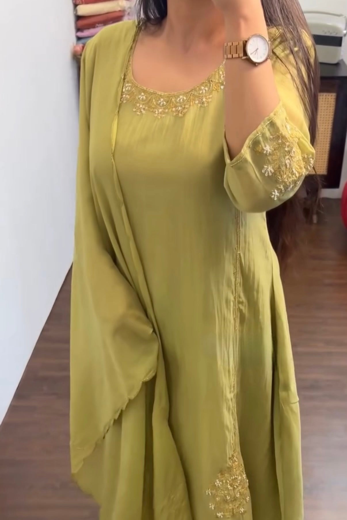 💕”Nayra – Premium Mul Chanderi A-Line Kurta Set