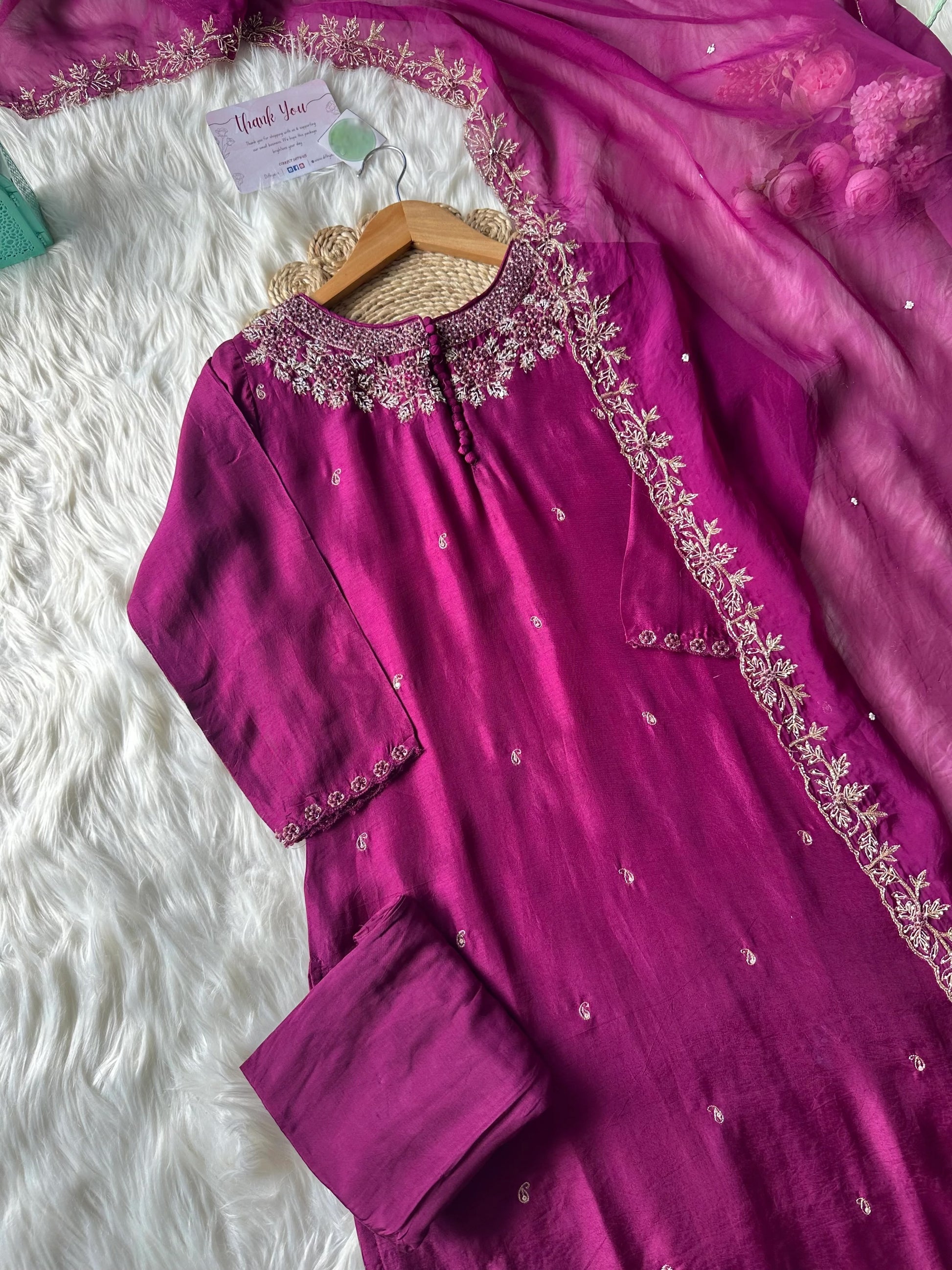 "Sifar" Tissue silk kurti with heavy handwork set