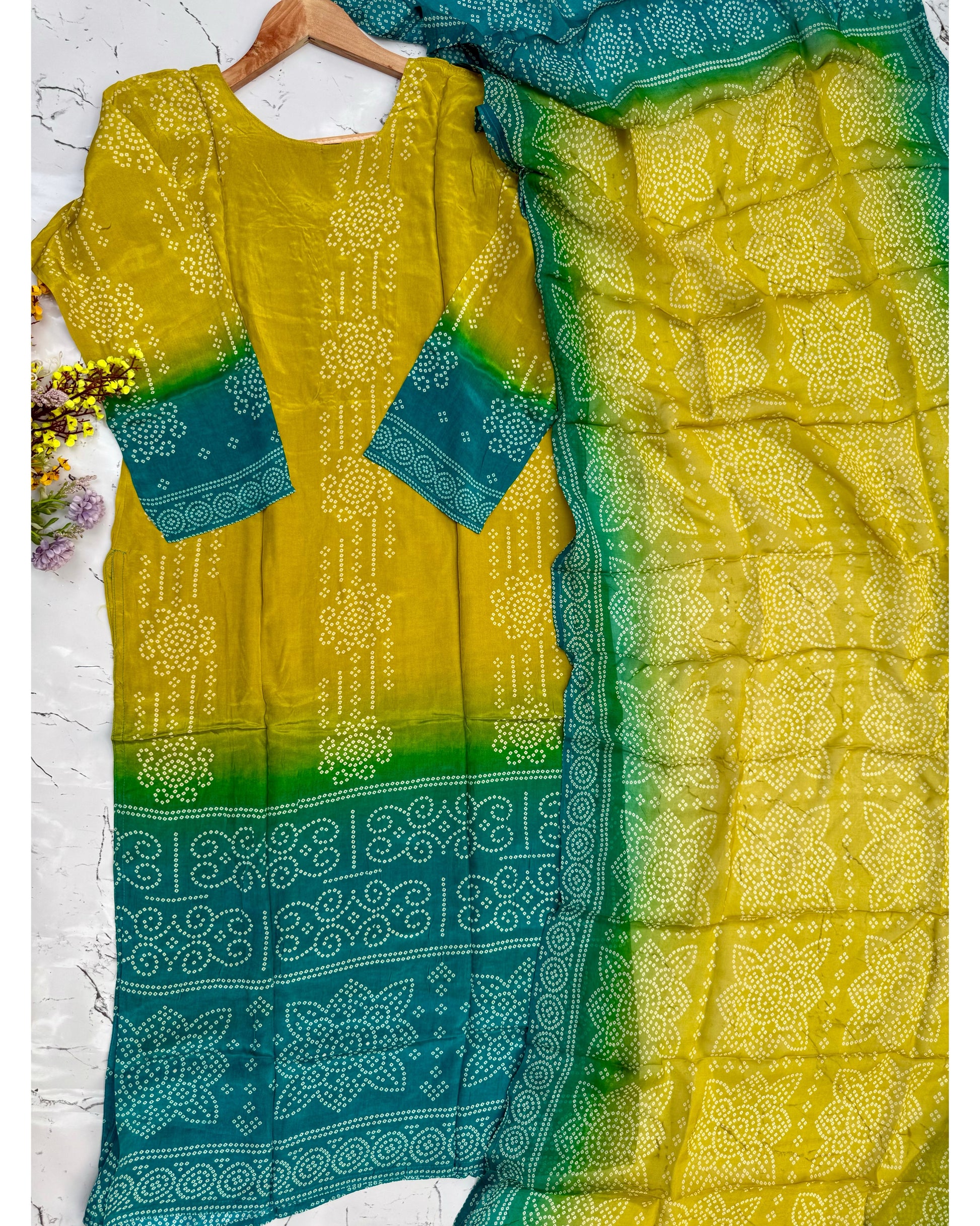 “Ryan” Ombré crepe silk kurti bottom with dupatta set 🛍️