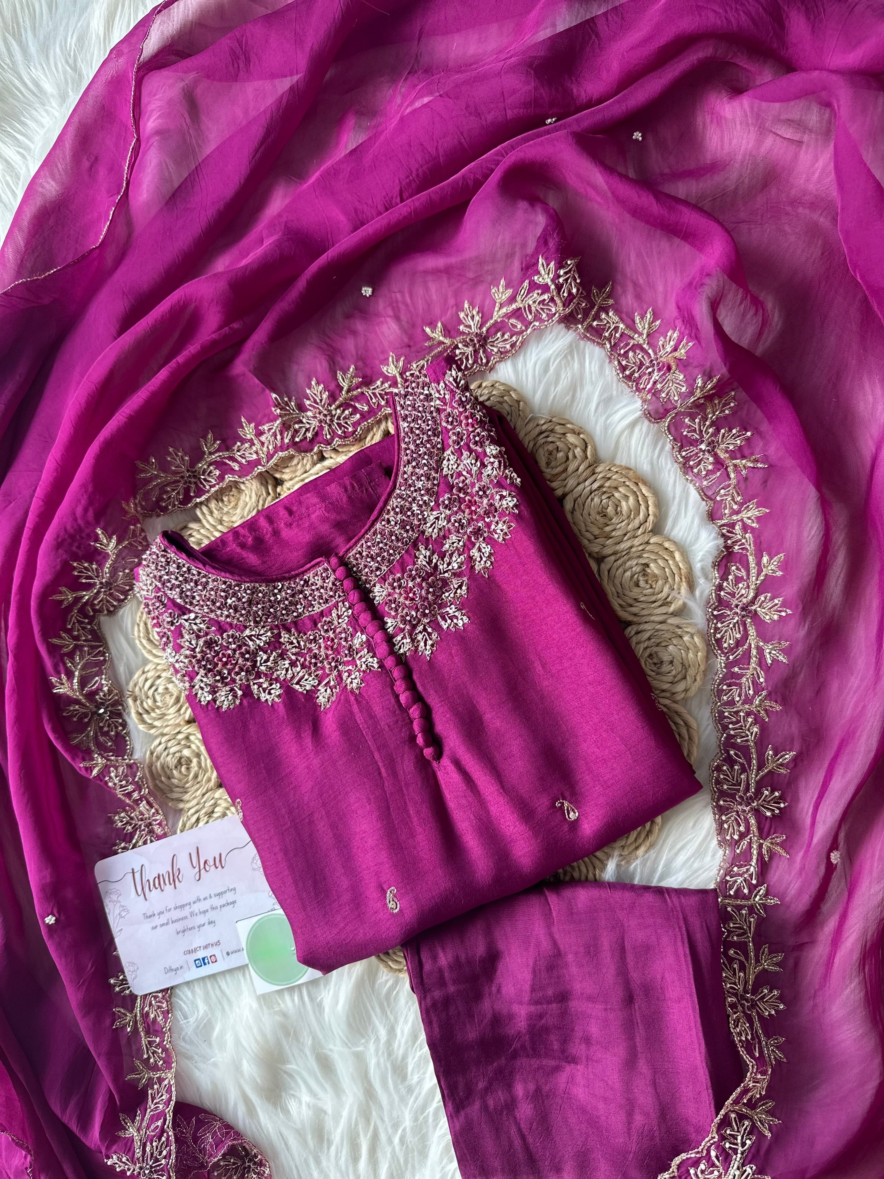 "Sifar" Tissue silk kurti with heavy handwork set