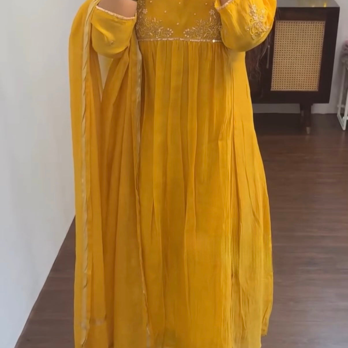 Gulnoor – Mul Chanderi A-Line Kurta Set with Dupatta