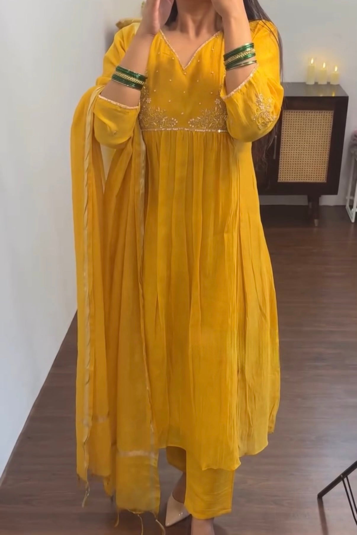 Gulnoor – Mul Chanderi A-Line Kurta Set with Dupatta