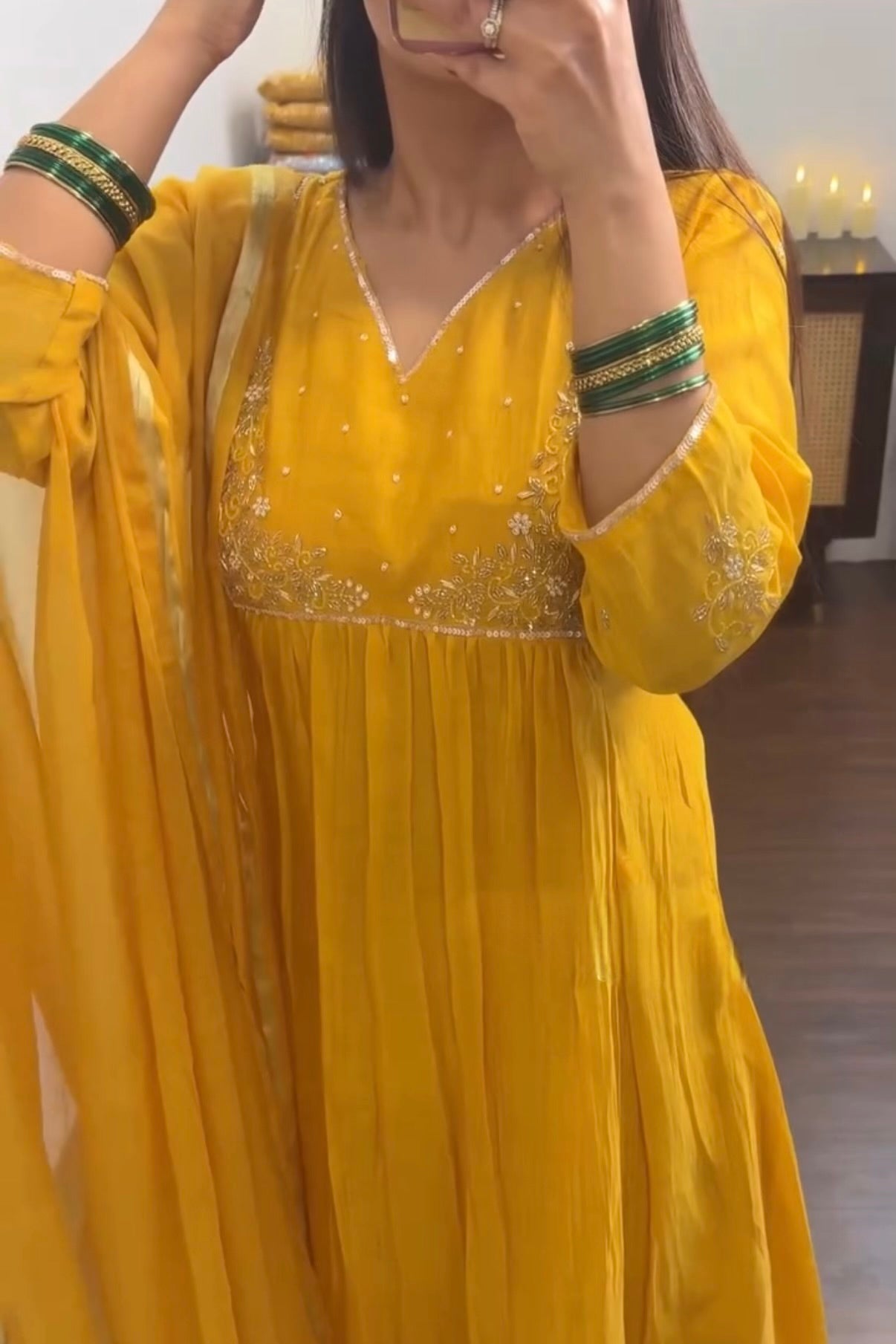 Gulnoor – Mul Chanderi A-Line Kurta Set with Dupatta