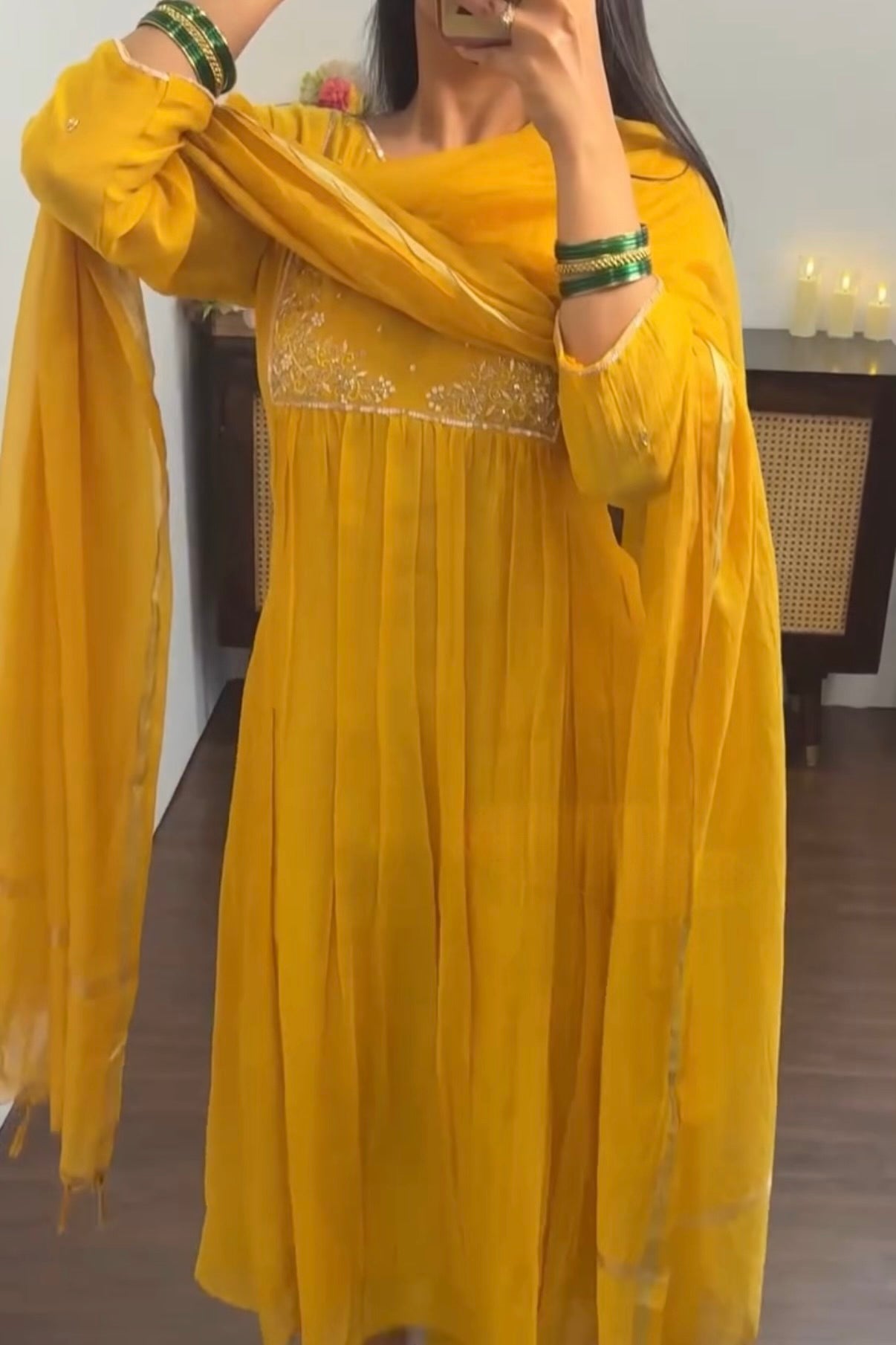 Gulnoor – Mul Chanderi A-Line Kurta Set with Dupatta