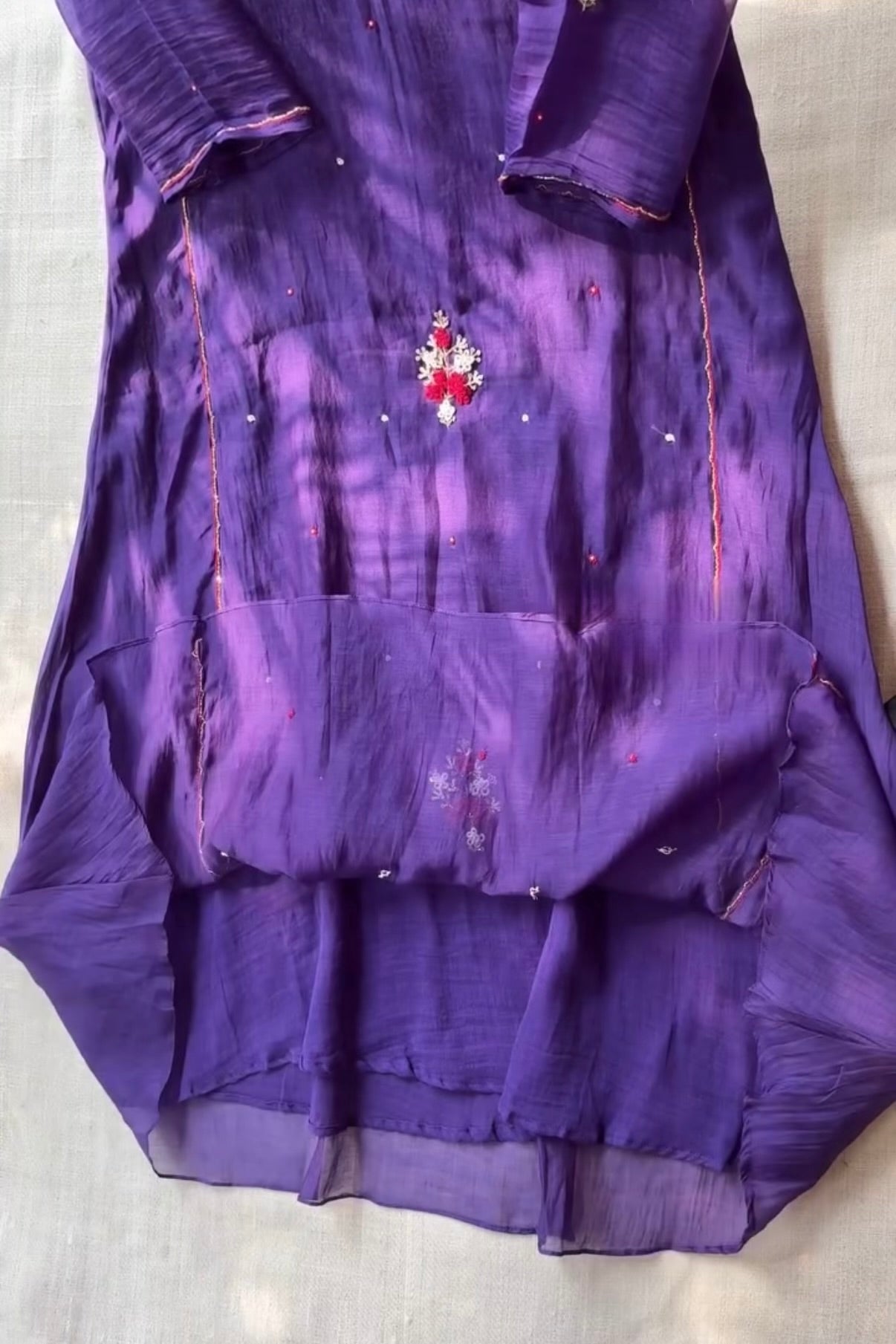 “Myra” Purple Mul Chanderi A-Line Anarkali Kurta set
