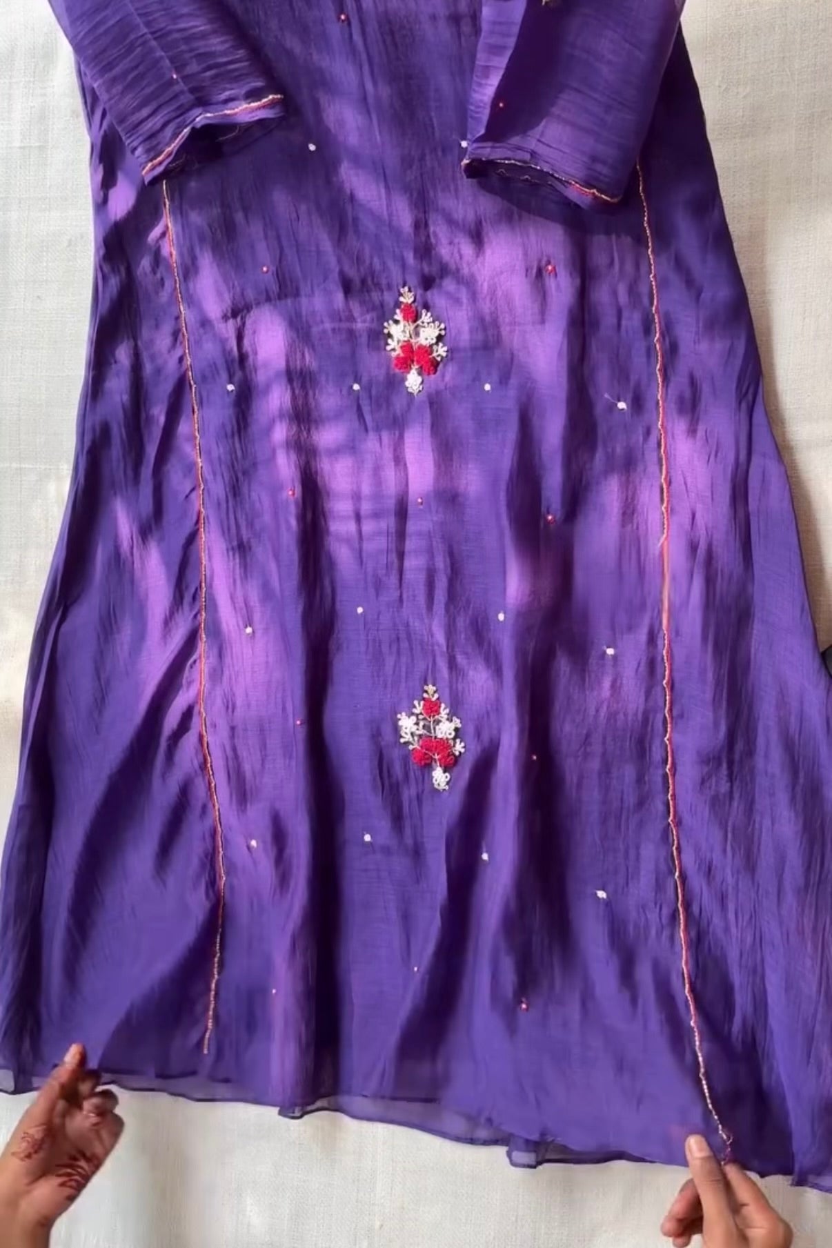 “Myra” Purple Mul Chanderi A-Line Anarkali Kurta set
