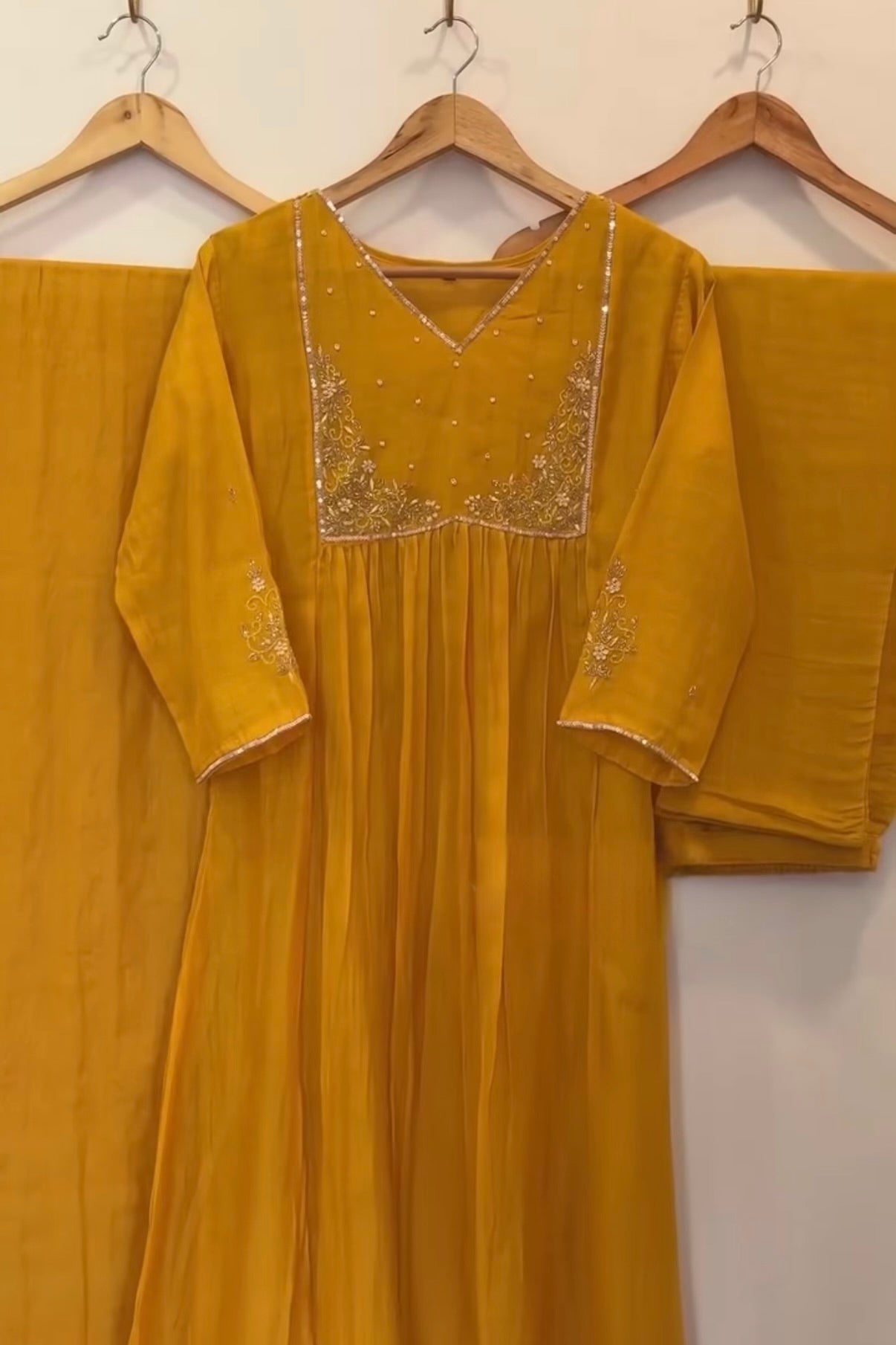 Gulnoor – Mul Chanderi A-Line Kurta Set with Dupatta