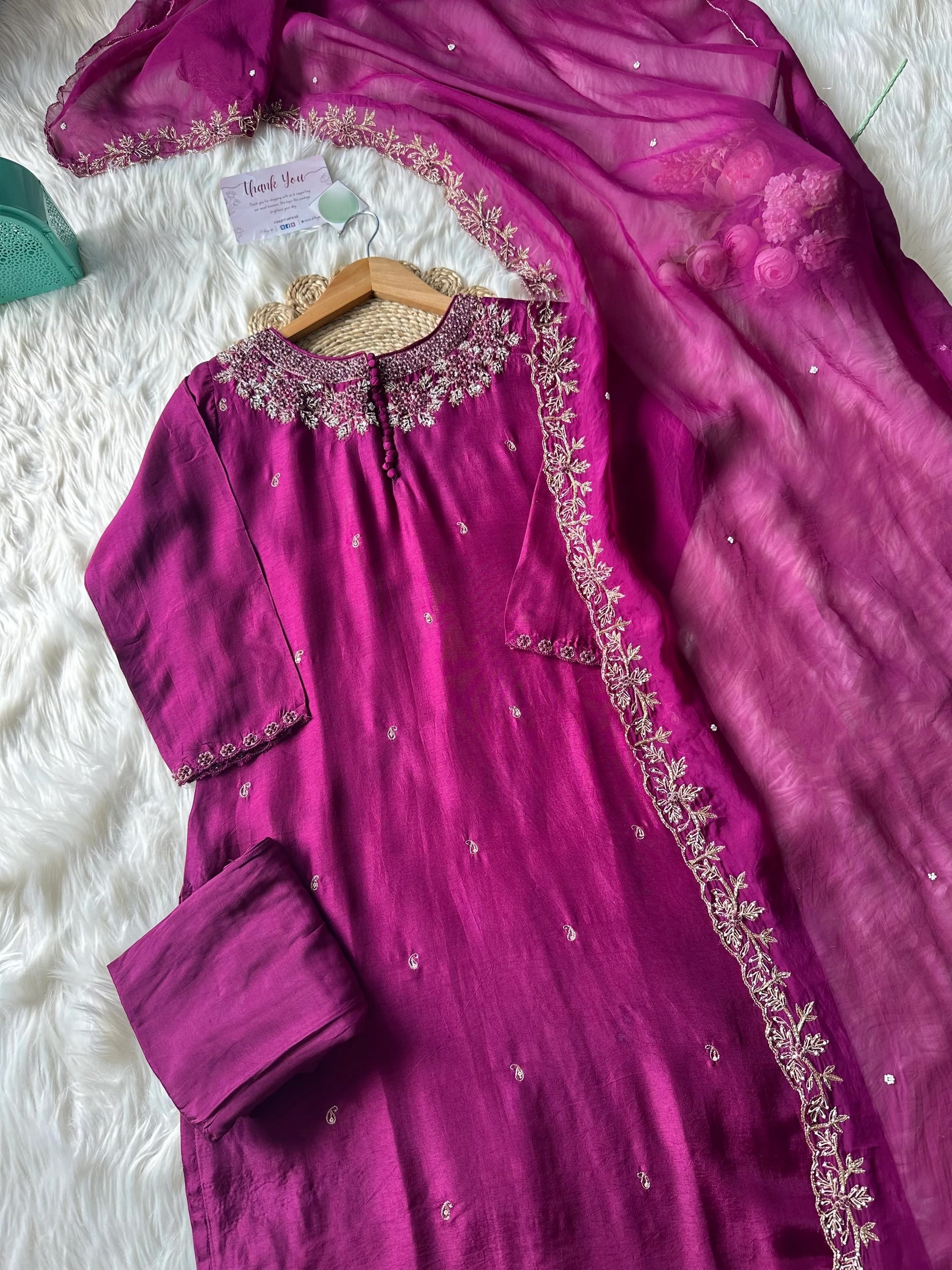 "Sifar" Tissue silk kurti with heavy handwork set