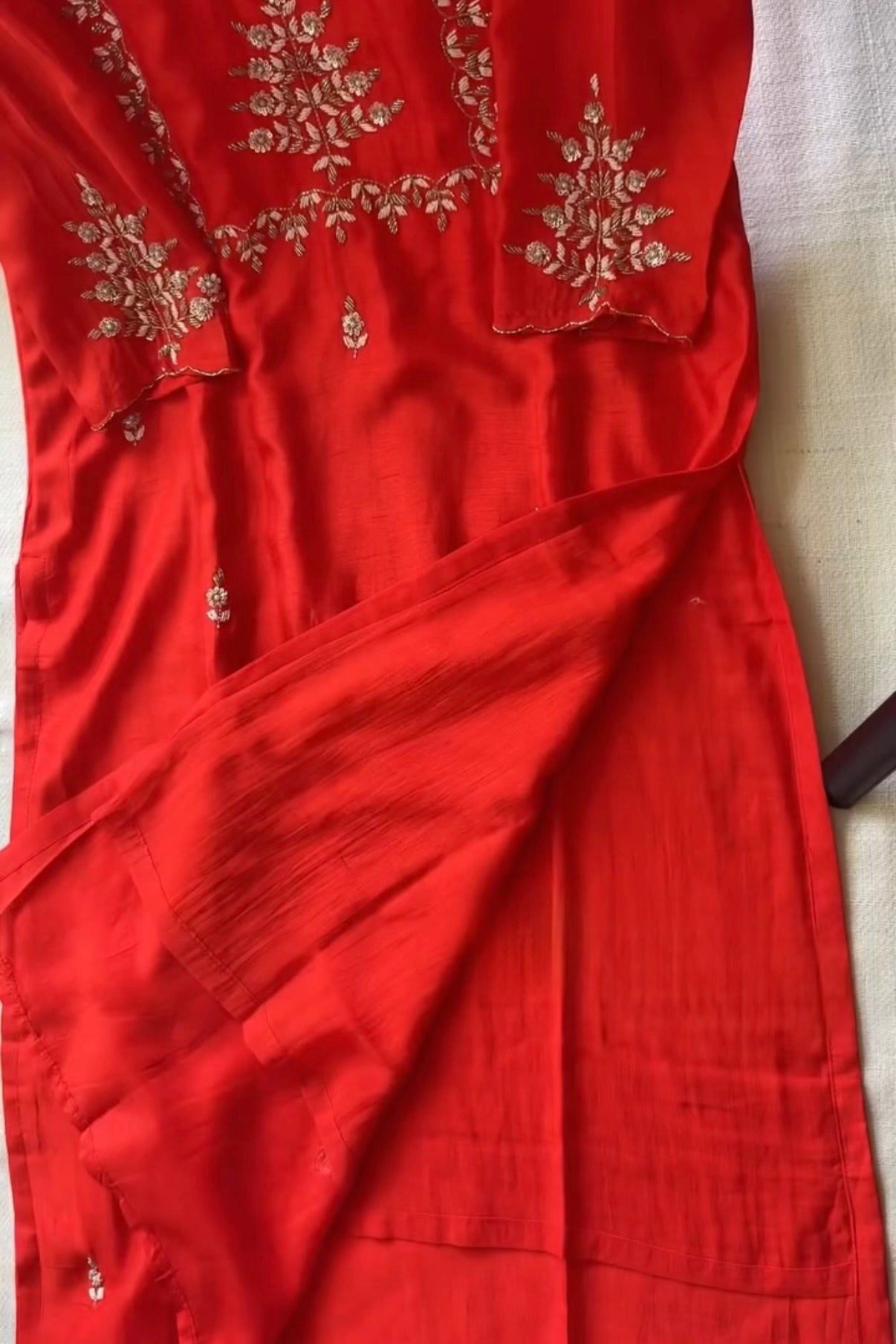 “Orange” Partywear Orange heavy handwork Dola Silk Kurta Set