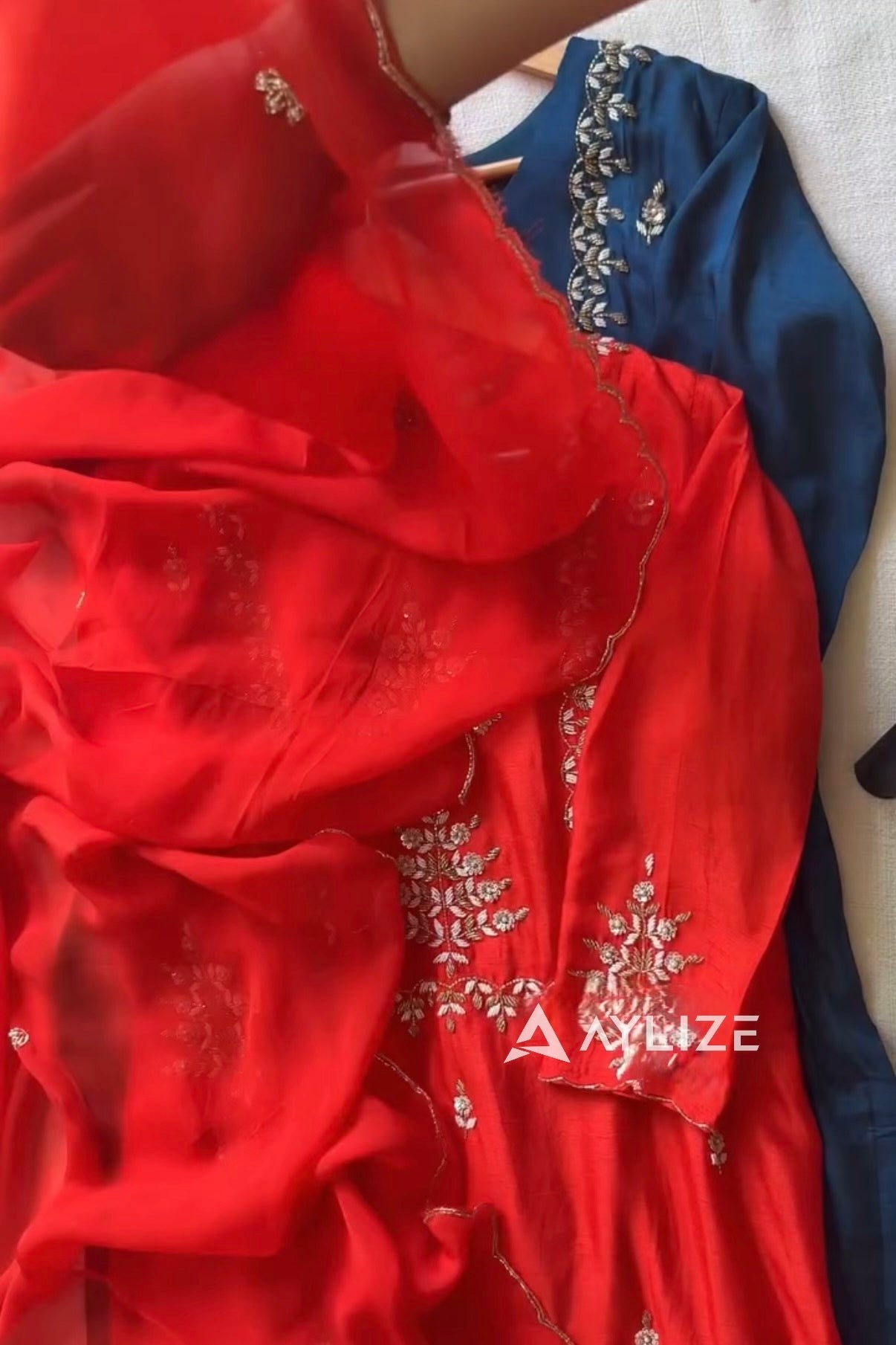 “Orange” Partywear Orange heavy handwork Dola Silk Kurta Set