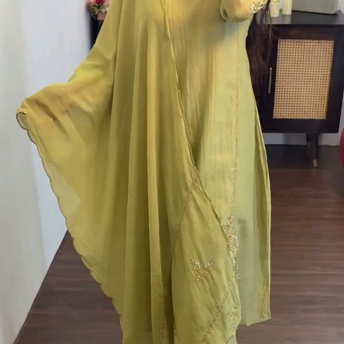 💕”Nayra – Premium Mul Chanderi A-Line Kurta Set