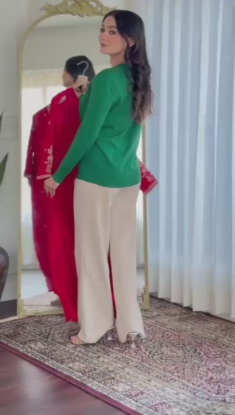 “Sanaya” Latest handwork dola silk kurti bottom with banarsi dupatta set